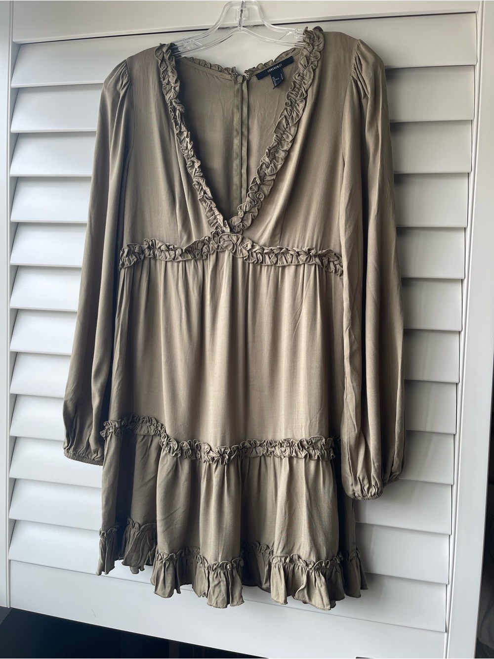 Forever 21 Olive Ruffle-Neck Blouse